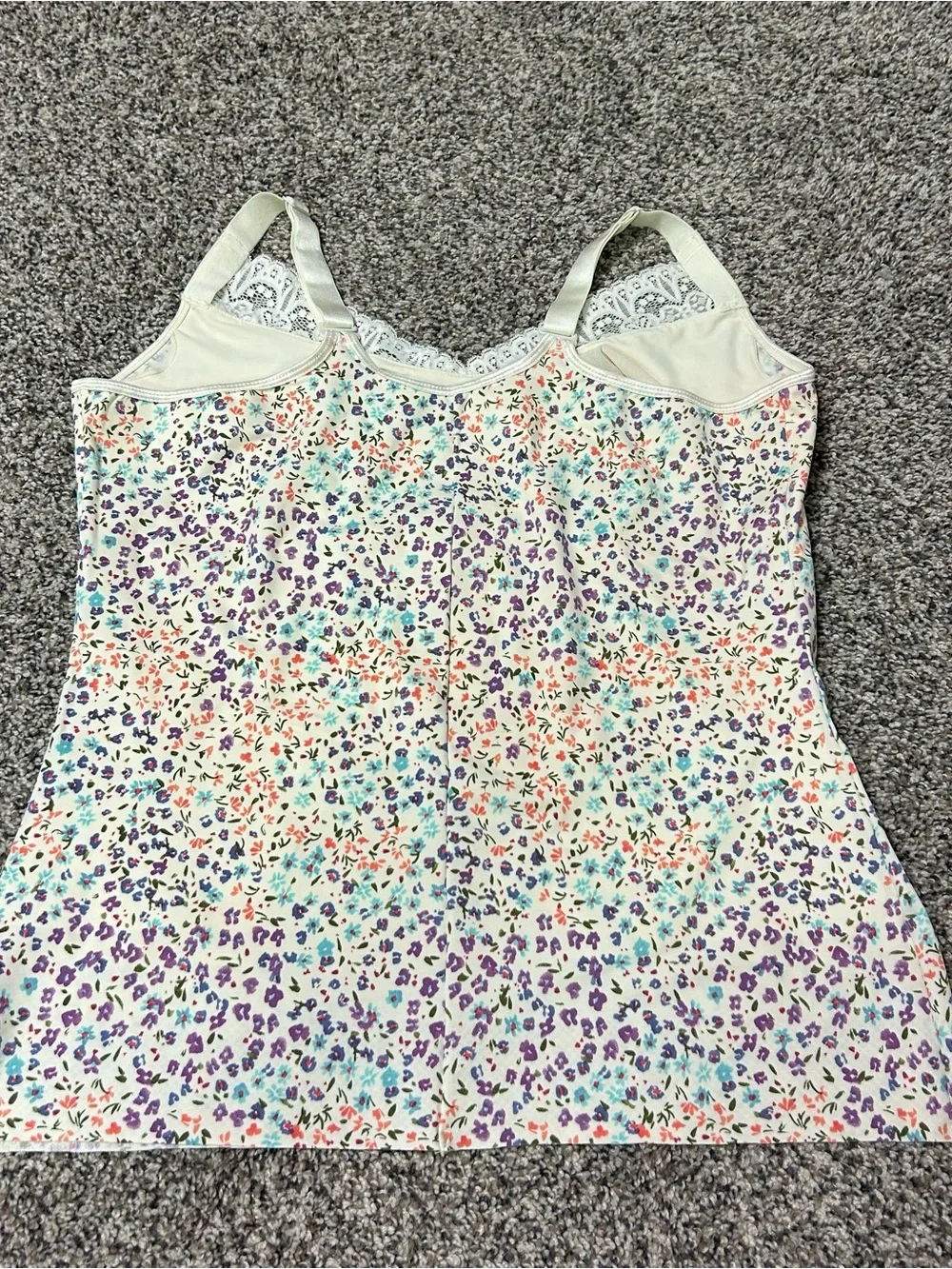 Ruby Ribbon Floral Heritage Lace Cami Tank Convertible Adjustable Size 40 1800
